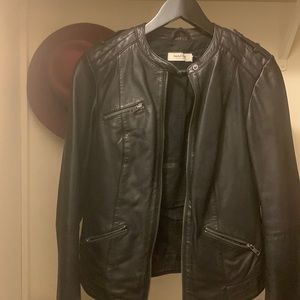 Brand new black leather Naf-Naf jacket size EU32 / UK4